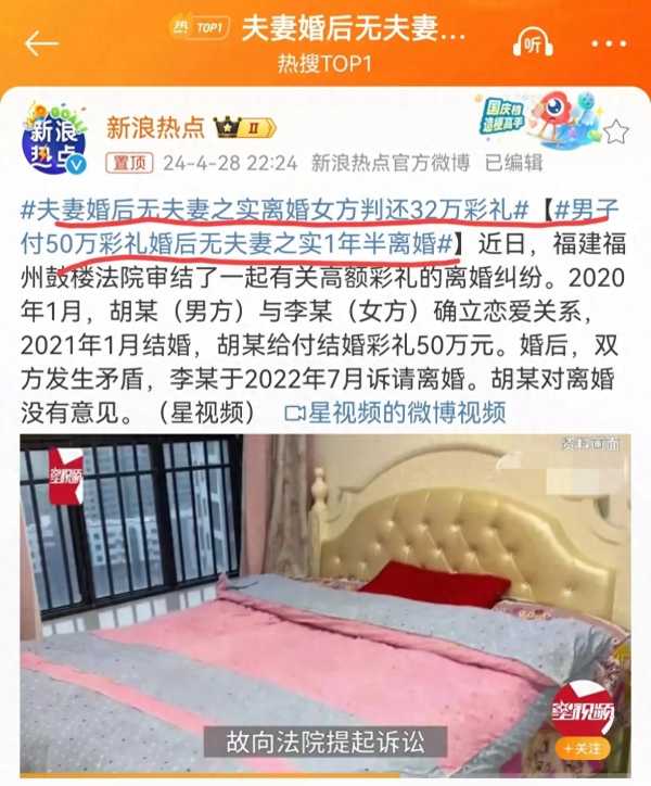 婚后无夫妻之实离婚女方判还彩礼