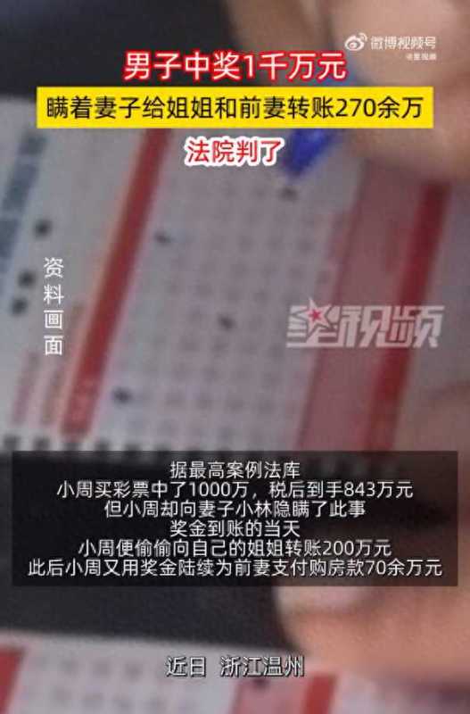 男子中奖1000万瞒妻子给前妻买房